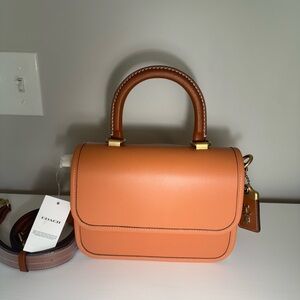 NWT COACH Rogue Top Handle Bag in Colorblock Faded Orange Crossbody